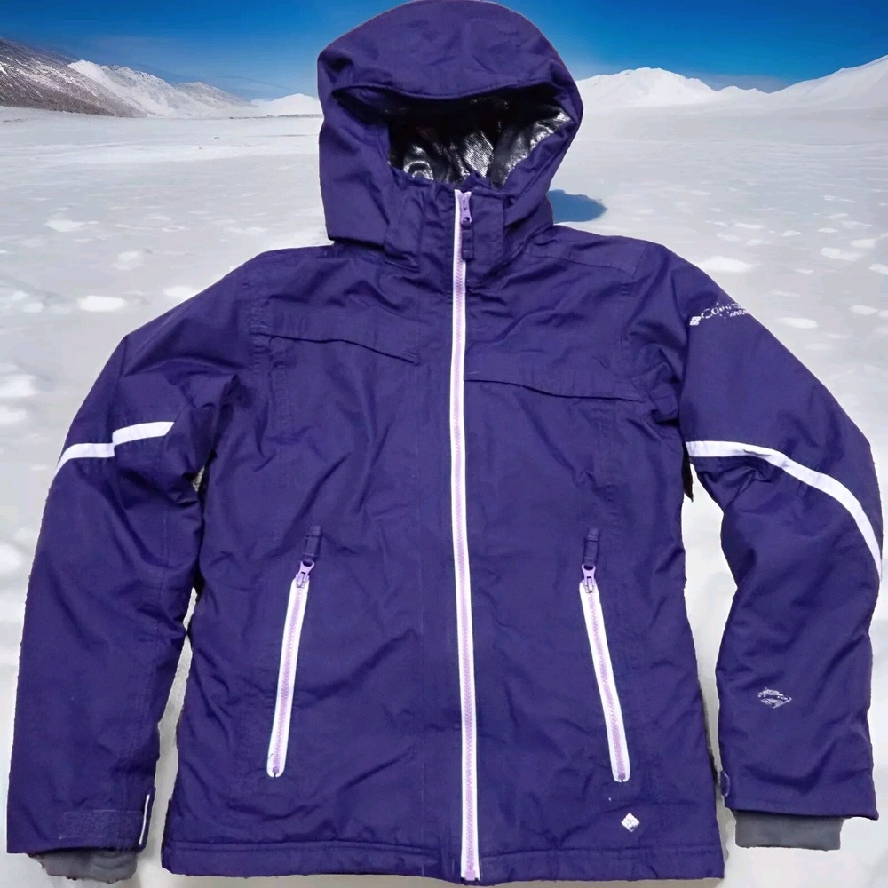Columbia Titanium Ski Jacket Girls Size‎ 14/16 Purple Excellent Omni-Tech Hooded